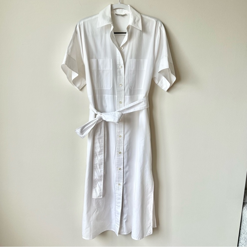 NWT Vince White Short Sleeve Utility Midi Shirt Dress - Picture 3 of 10